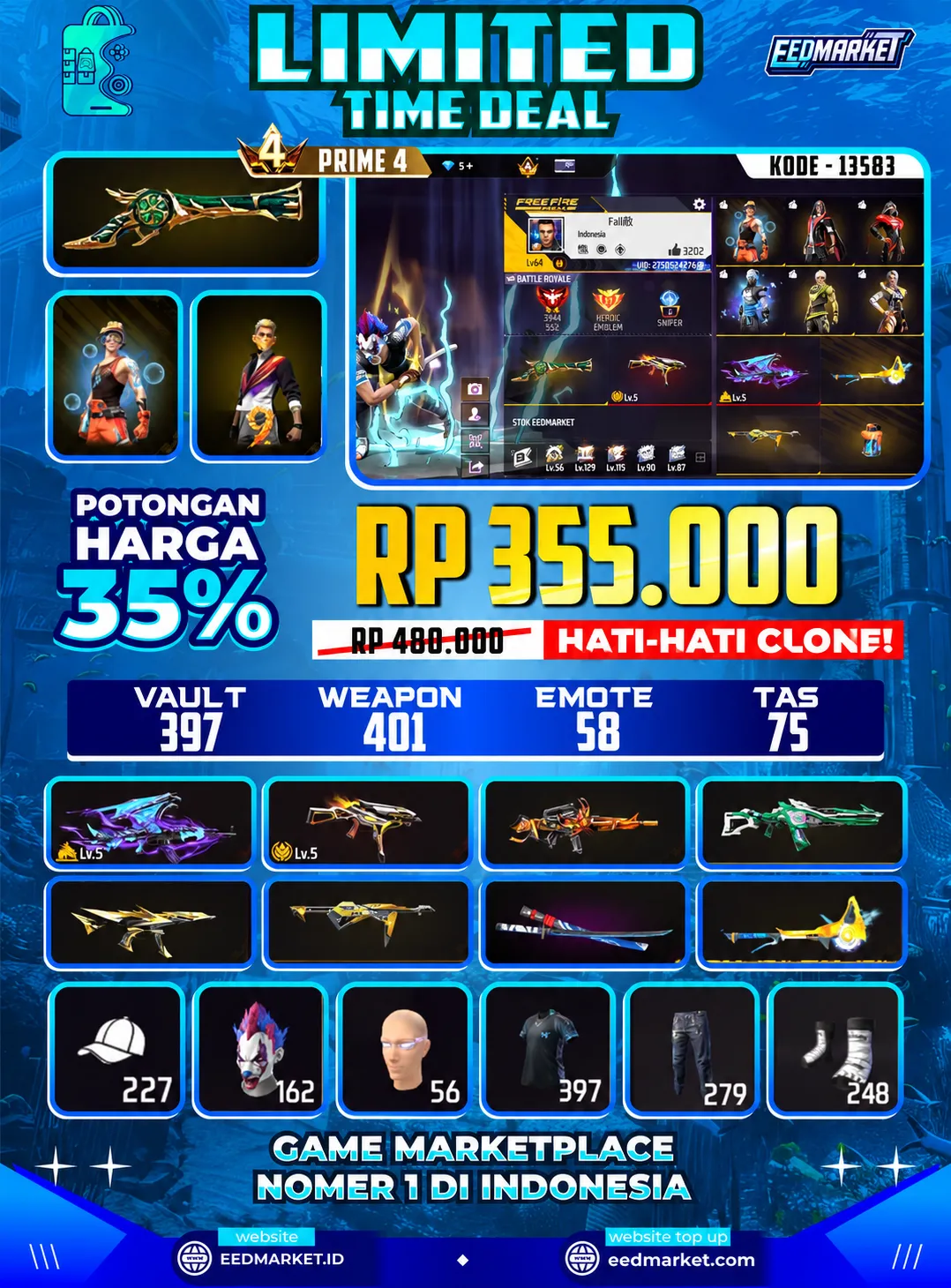 SG2 TROMPET EVO AK47 LVL5 UMP LVL5 KAKASIH SAITAMA