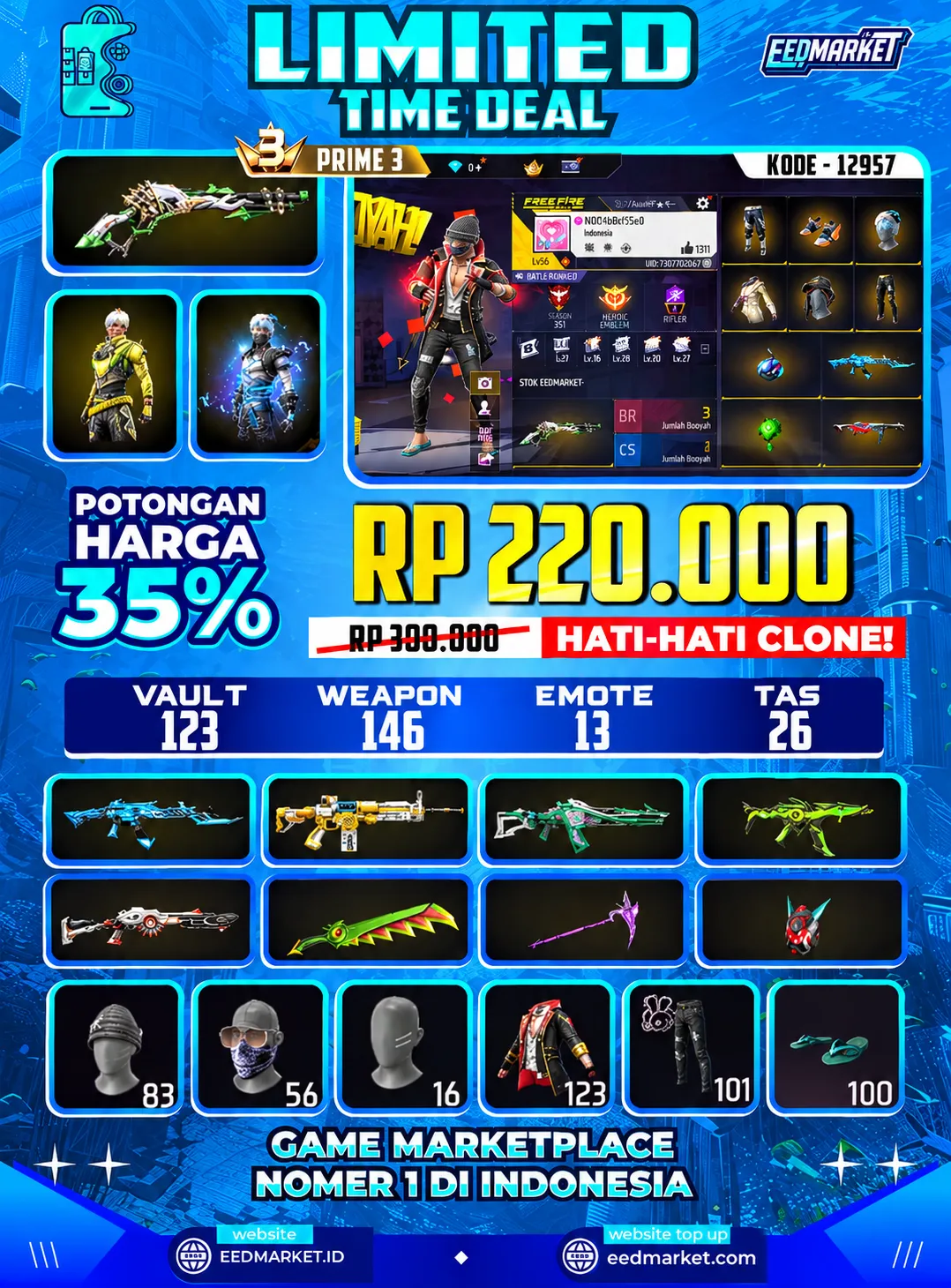 SG2 LUMUT, VAULD 123, PRIME 3, BUNDLE JIBUN,