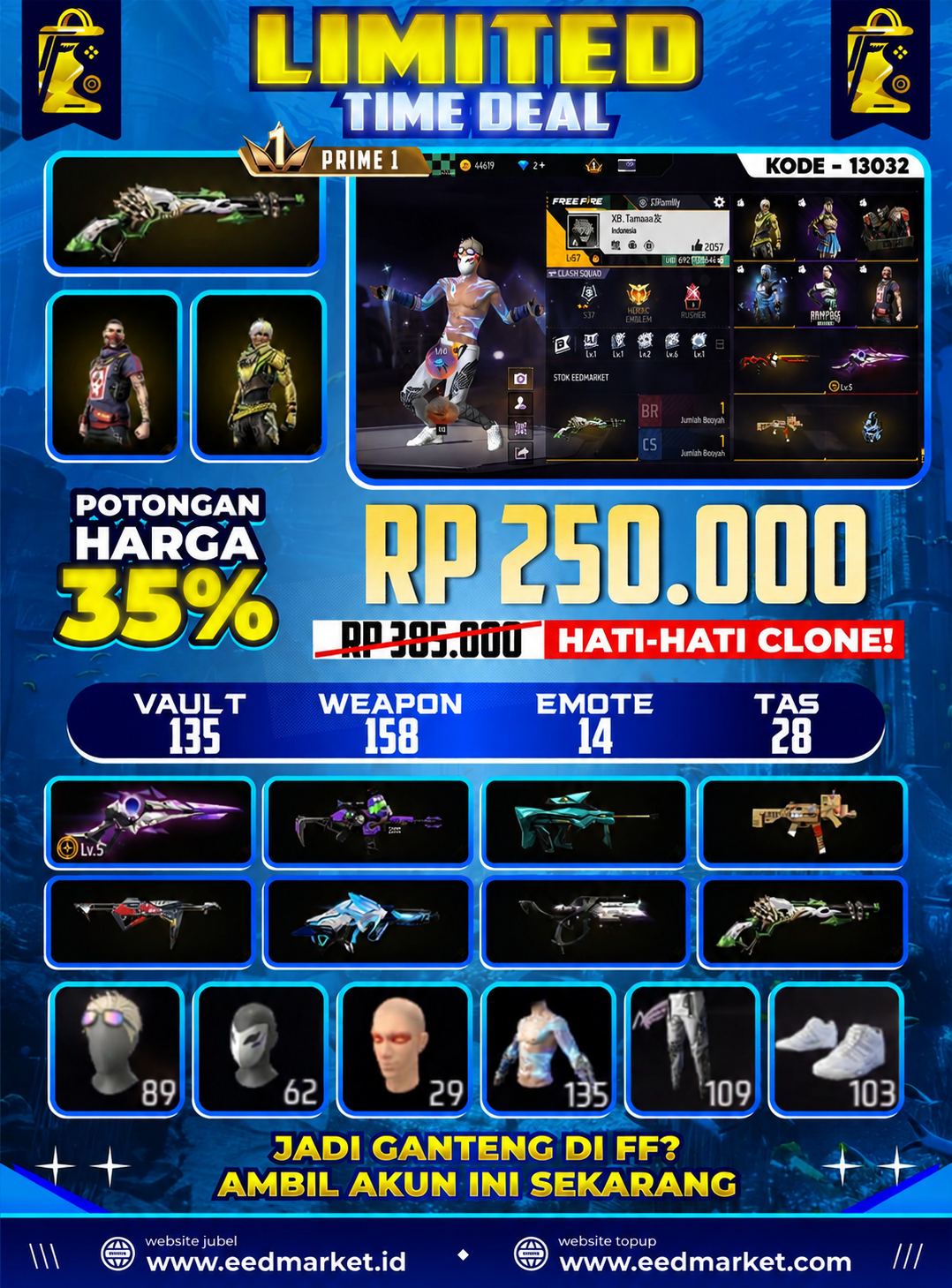 PRIME 3 SG EVO LVL 5 SG LUMUT CELANA ANGEL PUTIH