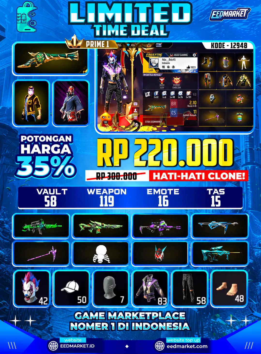 SG2 TROMPET, VAULD 58, JENGGOT BNL KW, PRIME 1