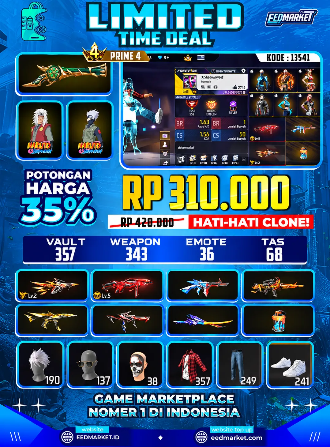 SG2 TROMPET EVO MP40 LVL5 EVO LVL2 SAITAMA YINYANG KAKASIH