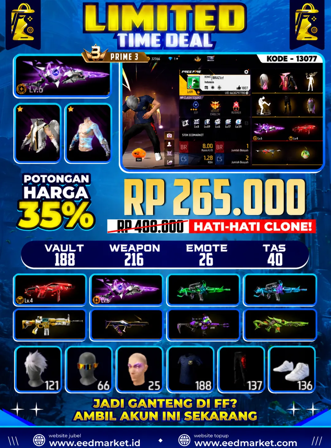 Sg Evo Level 6 Evo MP40 Cobra Level 4 Rambut Kakashi