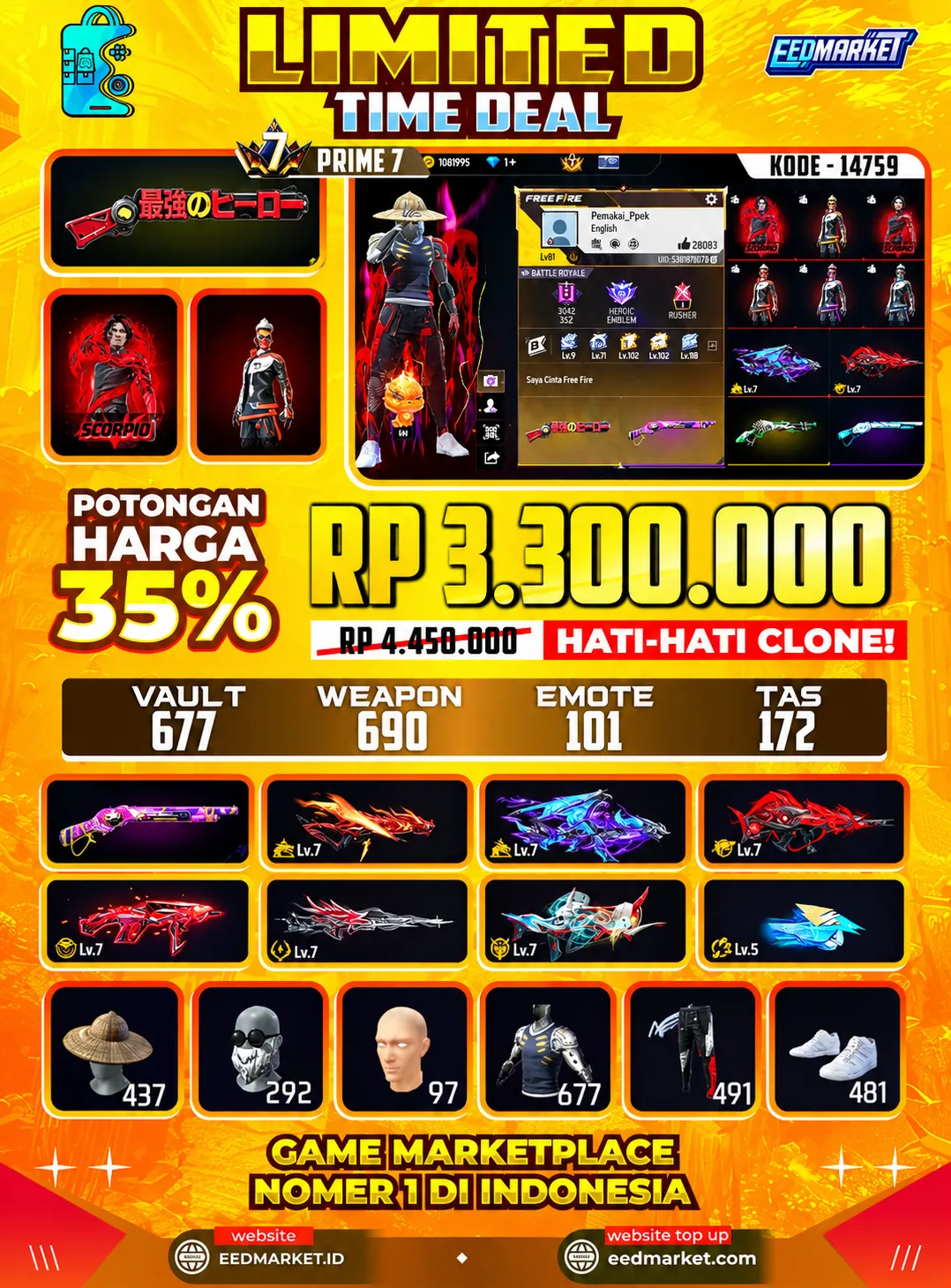 SG2 5 RASA OPM REPER ON, EVOGUND 7 MAX 6, SET BUNDLE OLD + LANGKA SEMUA, VAULD 677, PRIME 7,