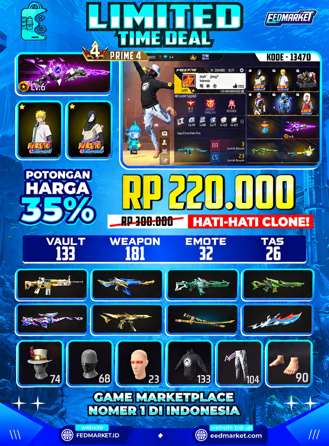 SG2 EVOGUND LVL6 NARUTO CELANA ANGEL TAS KELINCI