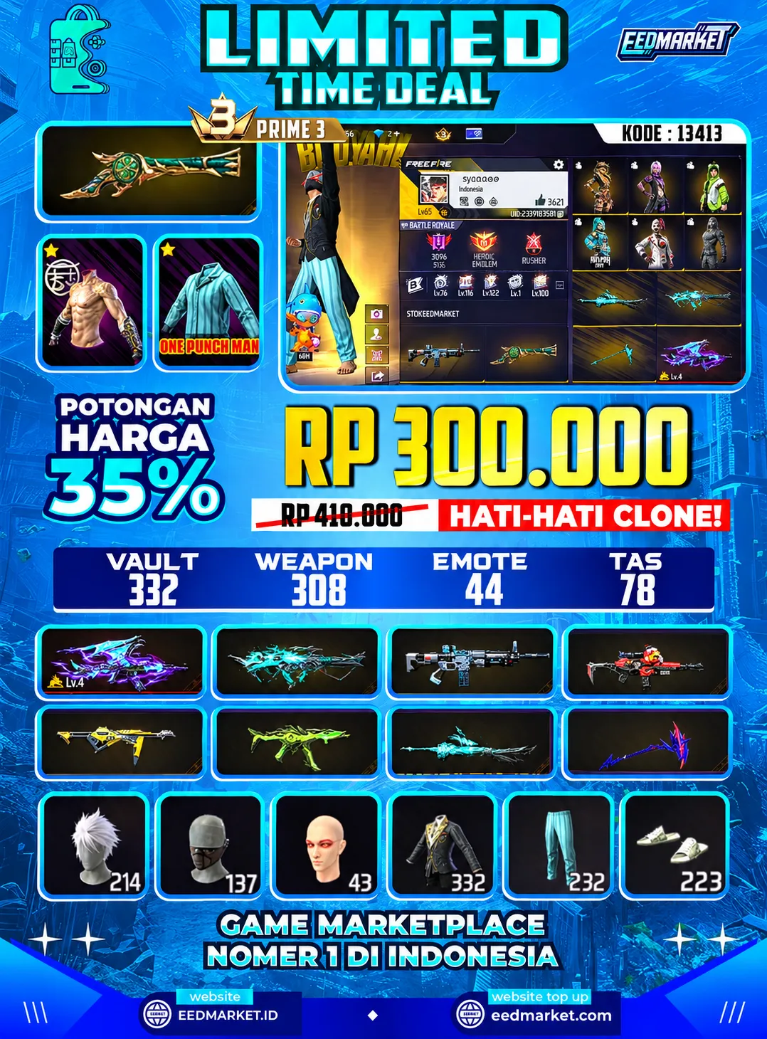 SG2 TROMPET EVOGUND AK47 LVL4 YINYANG ON RAMBUT KAKASIH