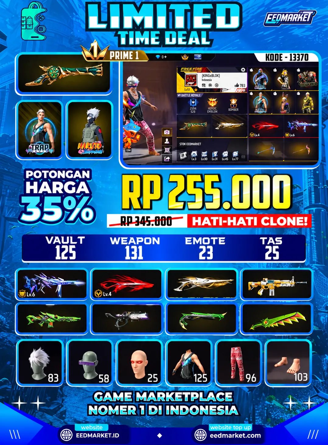 SG2 TROMPET GURUN EVO SCORPIO LVL4 EVO LVL6 KAKASIH JORDAN TAS KELINCI