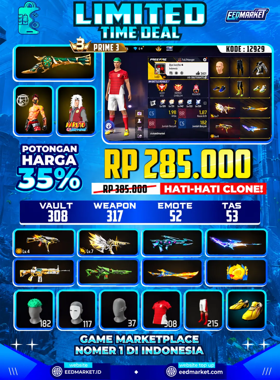 SG2 TROMPET EVO MP5 MAX EVO UMP LVL 4 YINYANG MERAH RAMBUT KAKASIH VAULD 308 PRIME 3