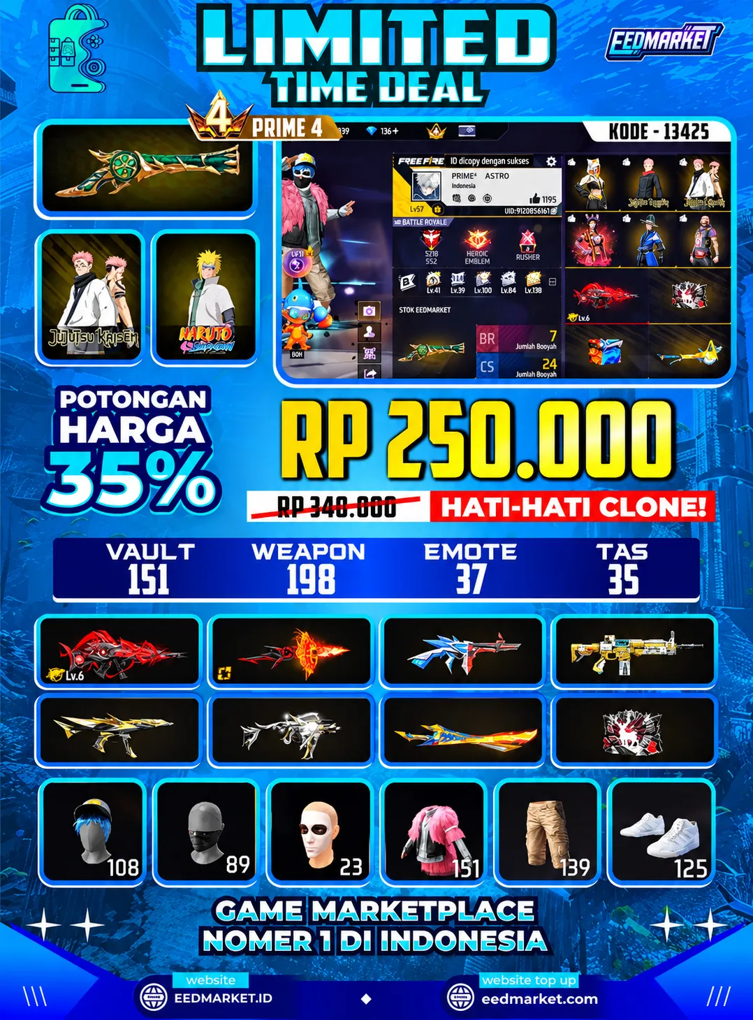 SG2 TROMPET EVOGUND SCAR LVL6 NARUTO CELANA MUSIH DINGIN