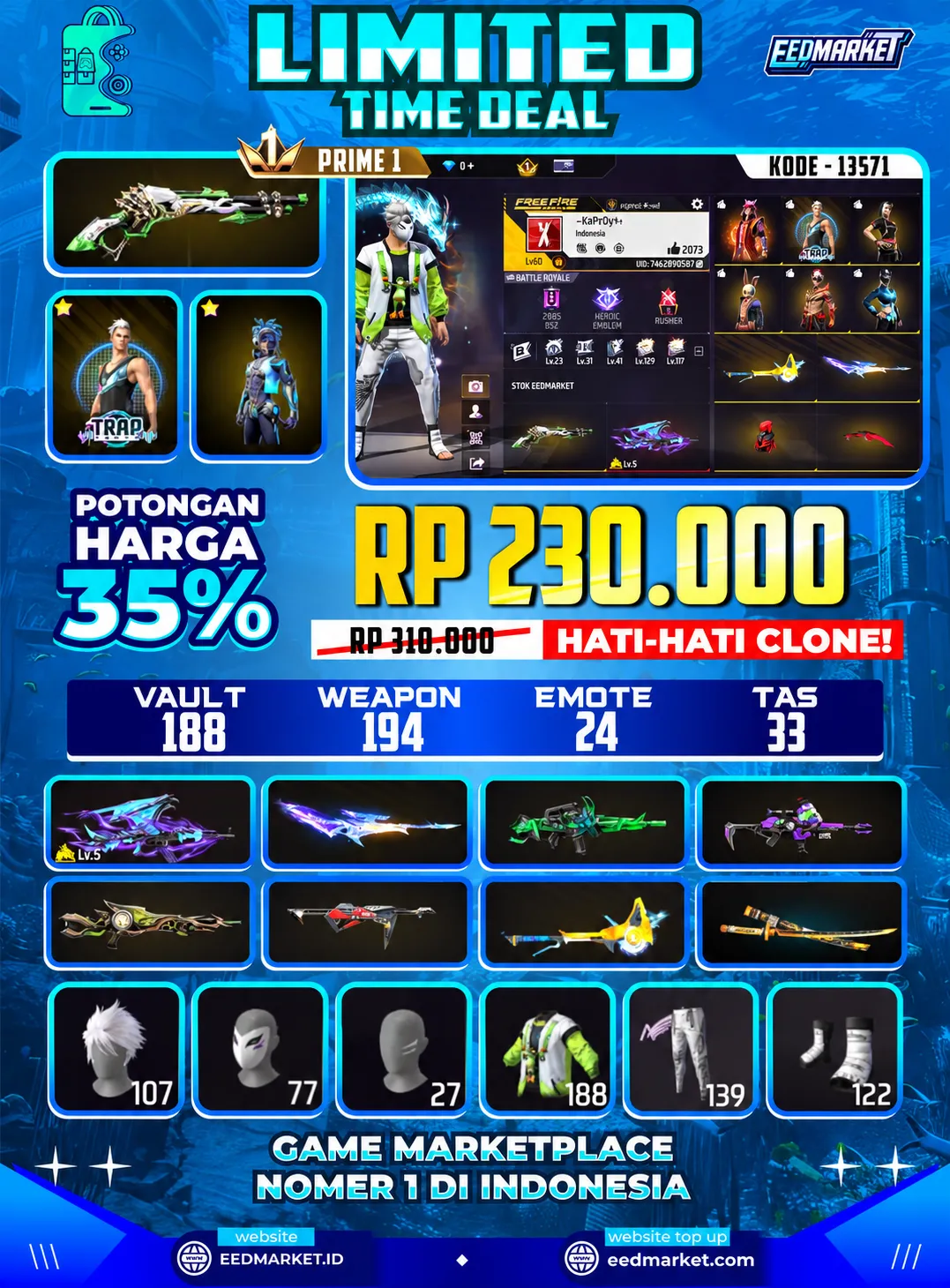 SG2 LUMUT EVO AK47 LVL5 ANGEL PUTIH KAKASIH