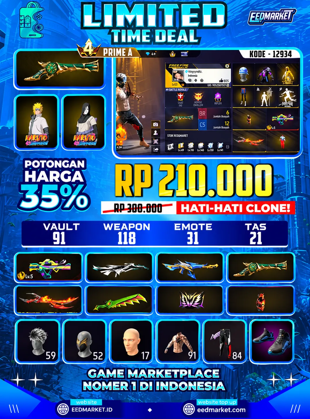 SG2 TROMPET EVO GROZA LVL4 ANGEL MERAH BANDIT PUTIH VAULD 91 PRIME 4