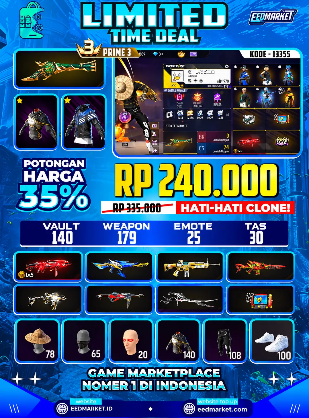 SG2 TROMPET EVO MP40 LVL5 TOPI JERAMI TAS NAGA KELINCI