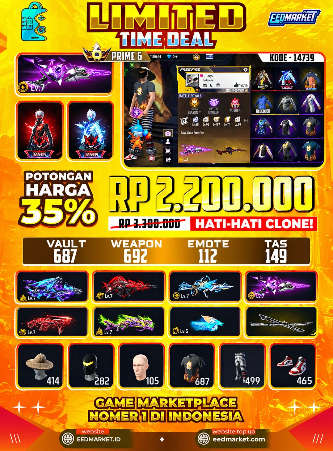 SG2 EVO MAX, EVOGUND 11 MAX 6, SET LANGKA SEMUA, VAULD 687, PRIME 6,