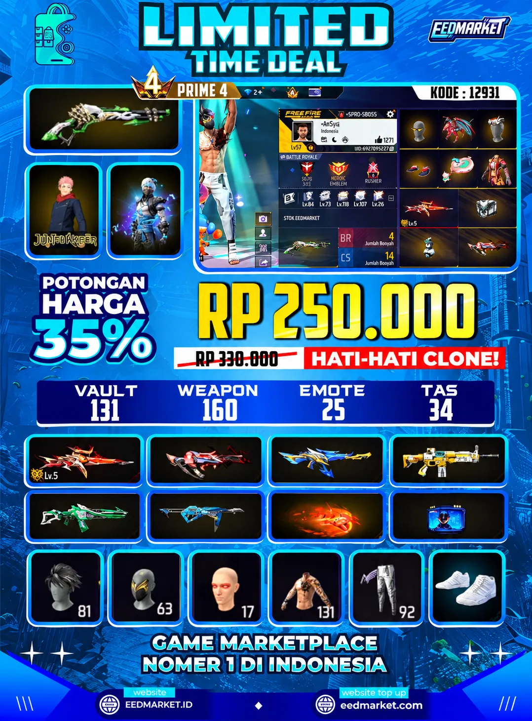 SG2 LUMUT EVOGUND LVL5 TOPI JERAMI ANGEL VAULD 131 PRIME 4
