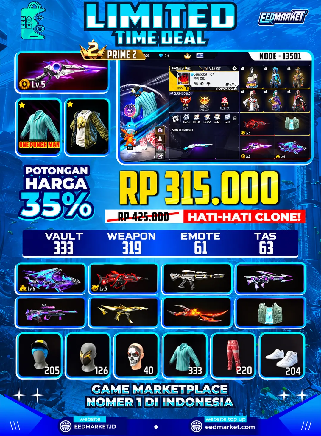 SG2 LVL5 EVO AK47 LVL6 EVO SCAR LVL5 BAJU PIAMA TAS NAGA