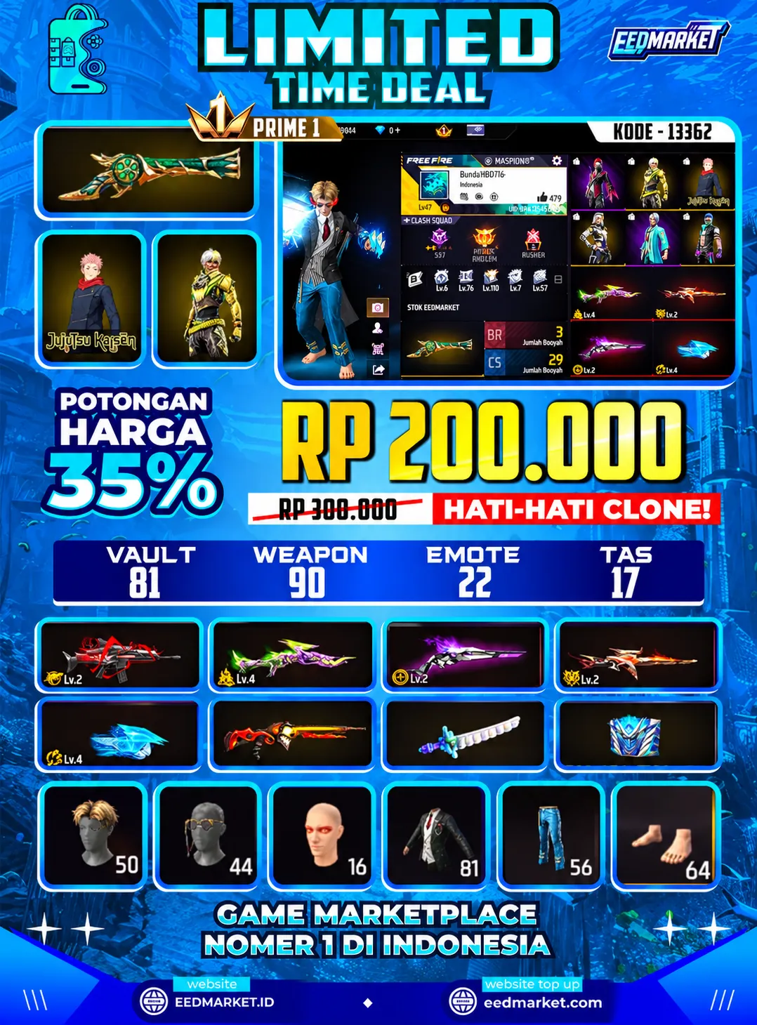SG2 TROMPET EVO LVL2 BAJU CELANA BUDI ON RAMBUT KAKASIH TAS KELINCI