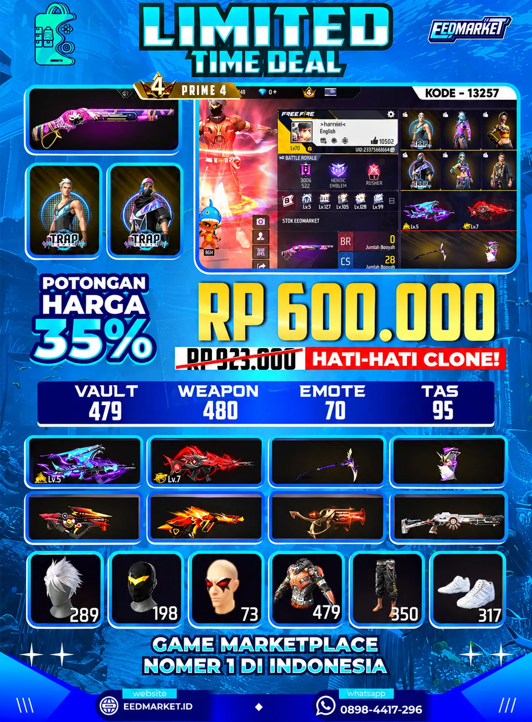 Sg Reper Evo Ak47 level 5 Scar Megalodon Max  Vault 479 Prime 4