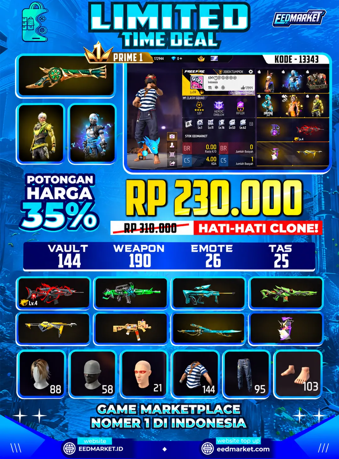 SG2 TROMPET EVO SCAR LVL4 KAKASIH PUTIH TAS KELINCI