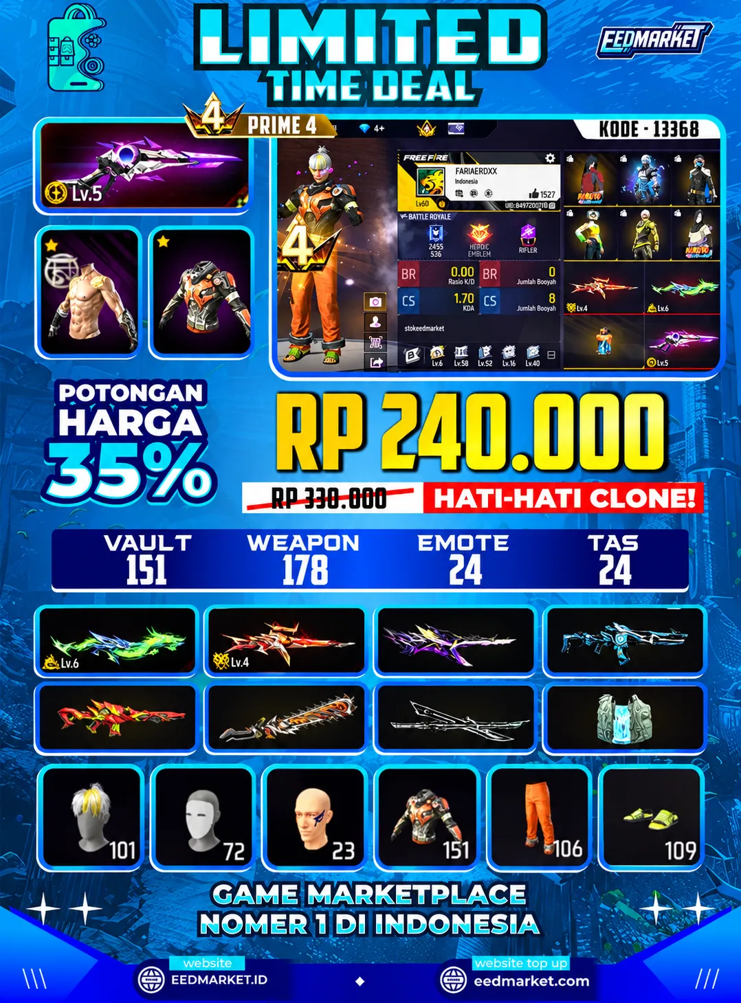 SG2 EVO LVL5 EVO PARAPAL LVL6 EVO WODPECKER LVL4 YINYANG BAJU BSK GARED