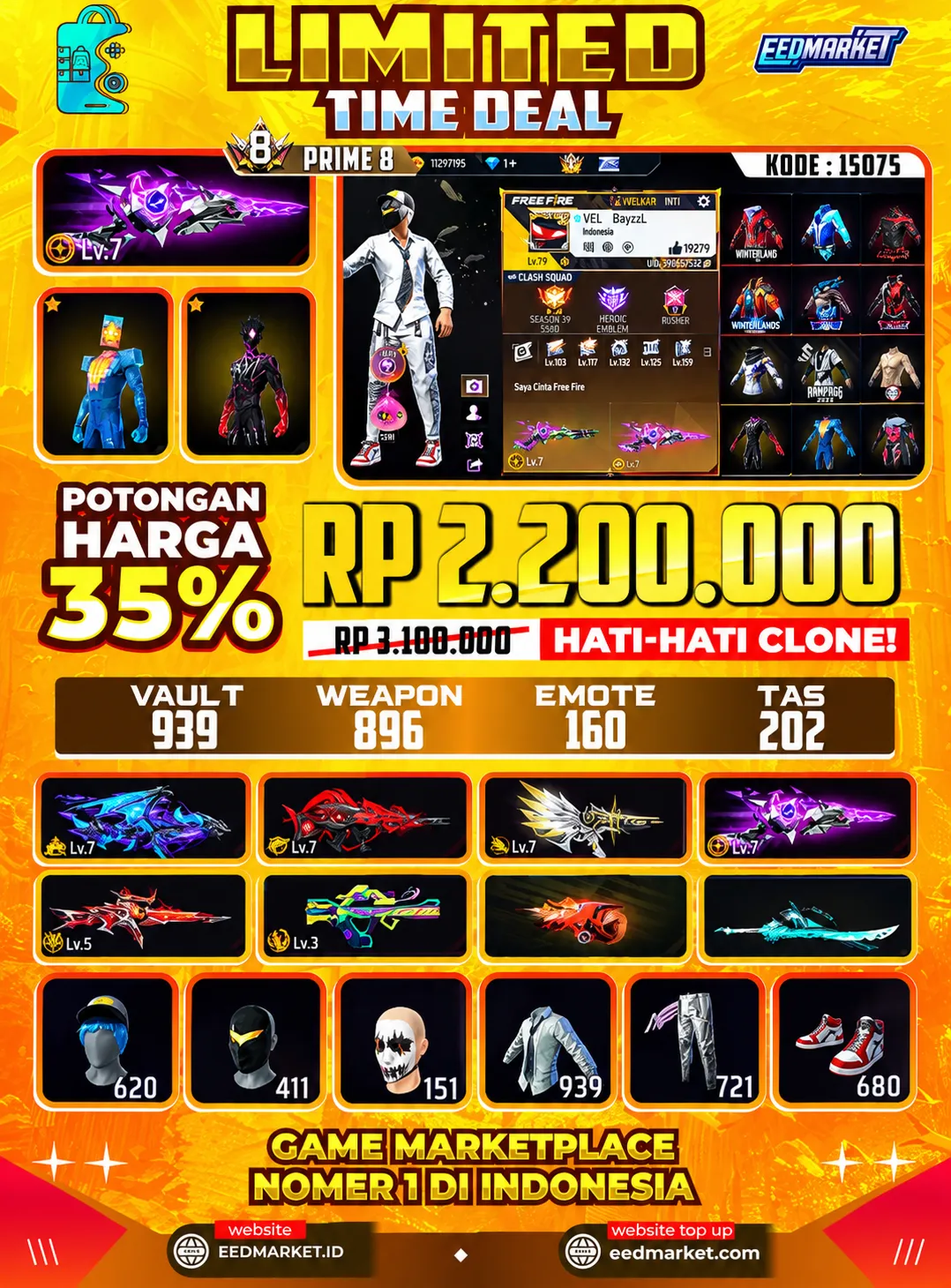 SG2 2JT, EVOGUND 9 MAX 4, BUNDLE LANGKA + OLD, VAULD 939, PRIME 8,