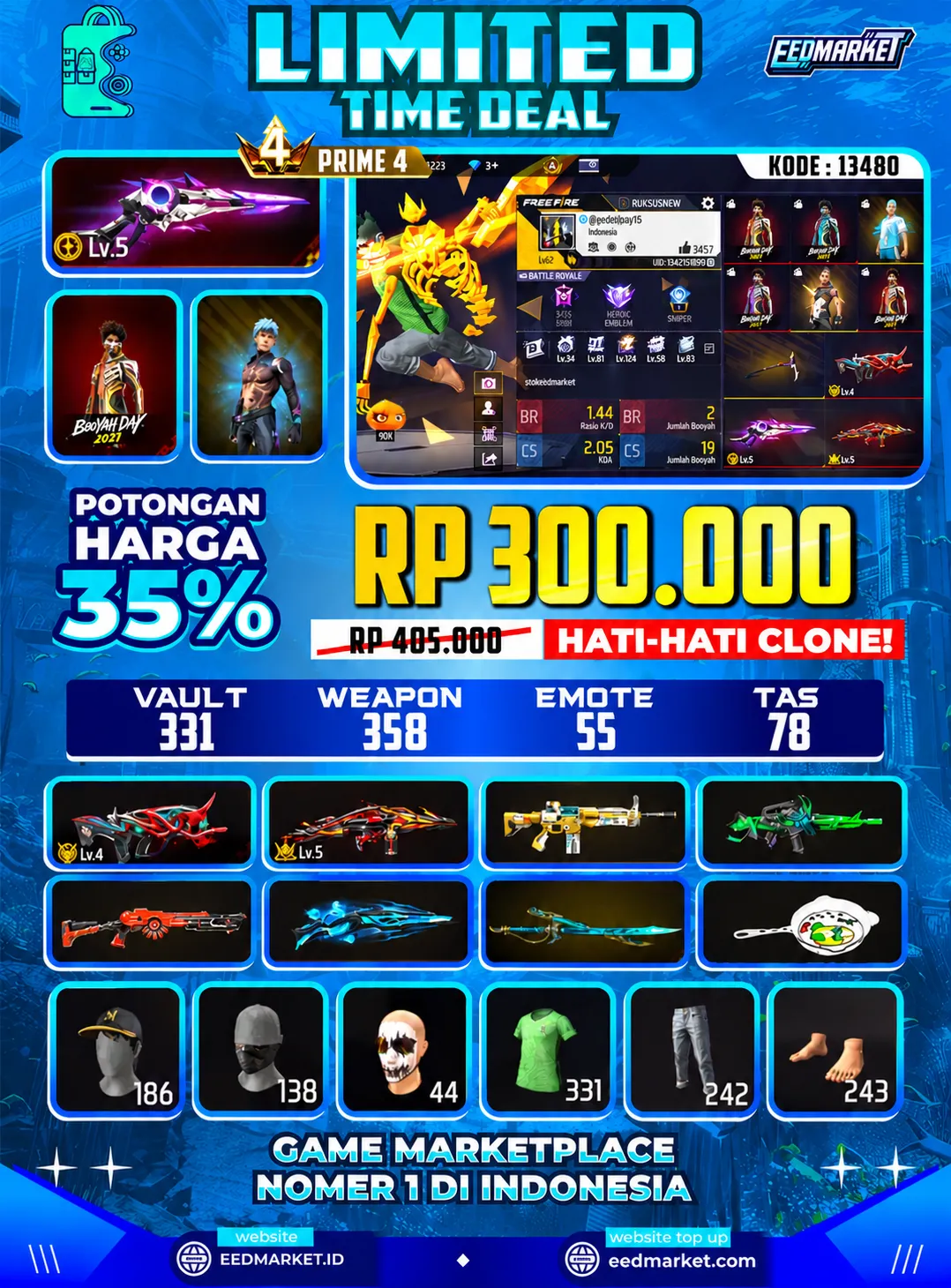 SG2 EVO LVL5 EVO FAMAS LVL4 THOMSON LVL5 MASKER JOKER BNL KW