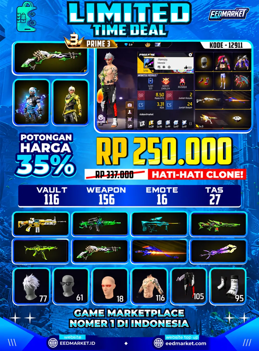 SG2 LUMUT, CELANA ANGEL MERAH, BUNDLE KAKASIH, RAMBUT KAKASIH HITAM PUTIH, VAULD 116, PRIME 3,