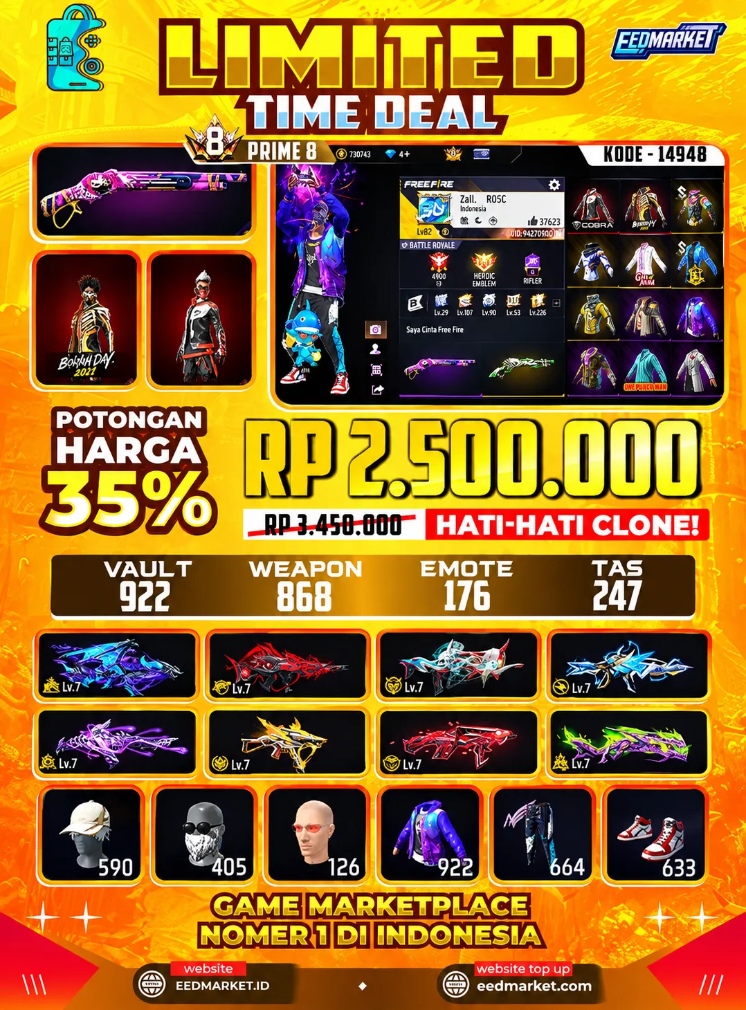 SG2 REPER, EVOGUND 12 MAX 8, BUNDLE KECE + LANGKA SEMUA, VAULD 922, PEIME 8,