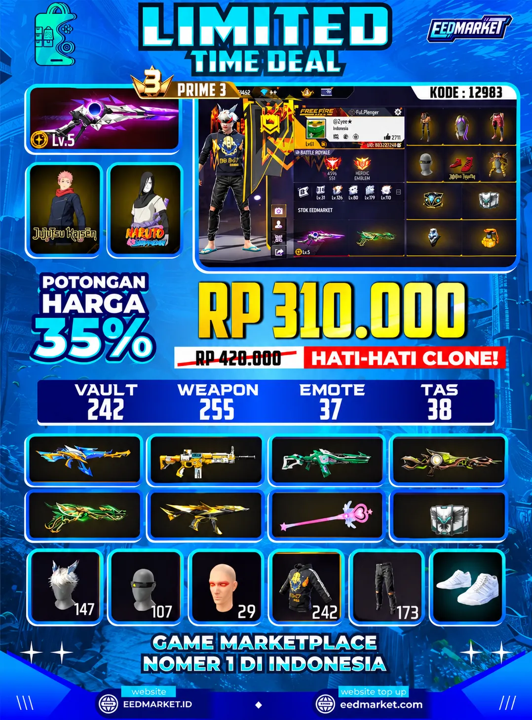 SG2 EVO LV5, SG2 MATA ELANG, BUNDLE ONE PUSH MAN, TAS NAGA, VAULD 242, PRIME 3,