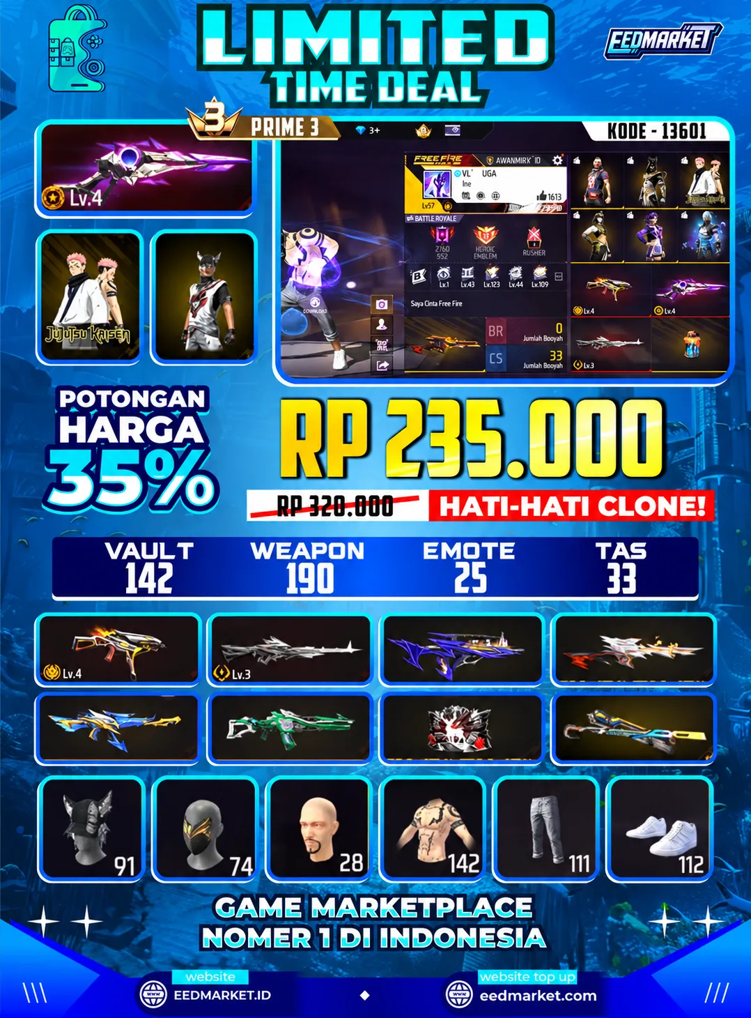 SG2 EVO LVL4 EVO UMP LVL4 M60 LVL3 ANGEL UNGU